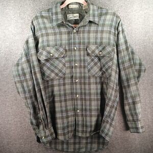 Vintage Sears & Roebuck Flannel‎ Men's M Shirt Plaid Wool Blend Outdoors Heavy